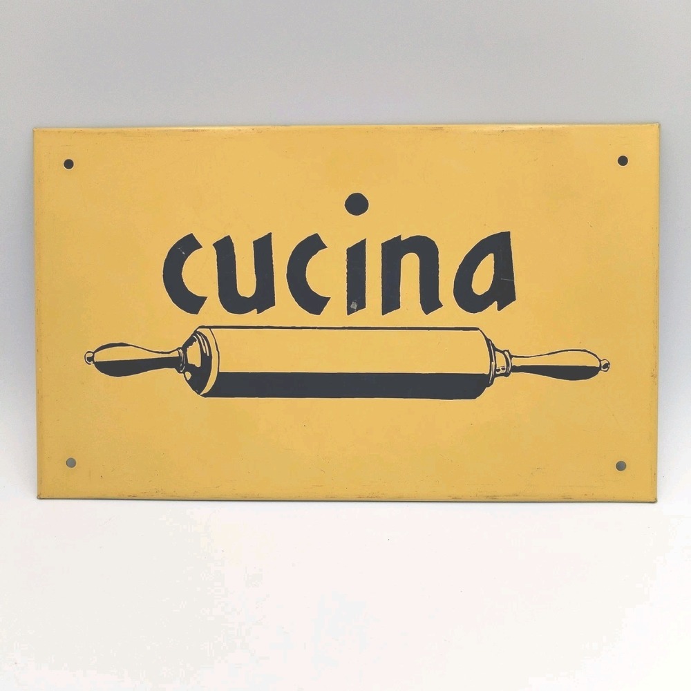 Anthropologie CUCINA Sign Rolling Pin Mummert Metal Sign Rustic Vintage Retro